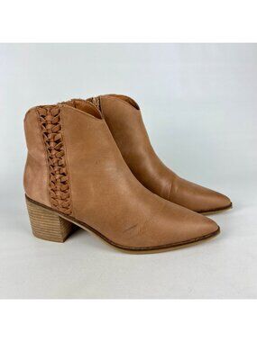 Lucky Brand Womens Cosmio Western Booties Brown Leather Block Heel size 9.5M